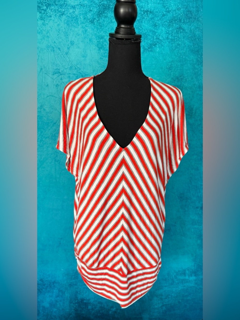 Vintage Bebe striped v neck short sleeve tunic top or dress